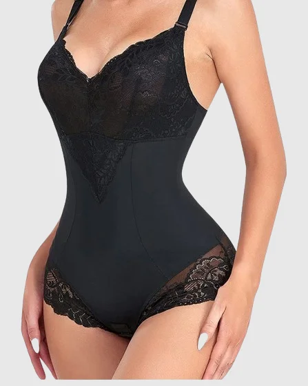 plus-size high-compression shapewearSpitzen V-Ausschnitt Bauchweg Mieder Ganzkörper Shapewear Body