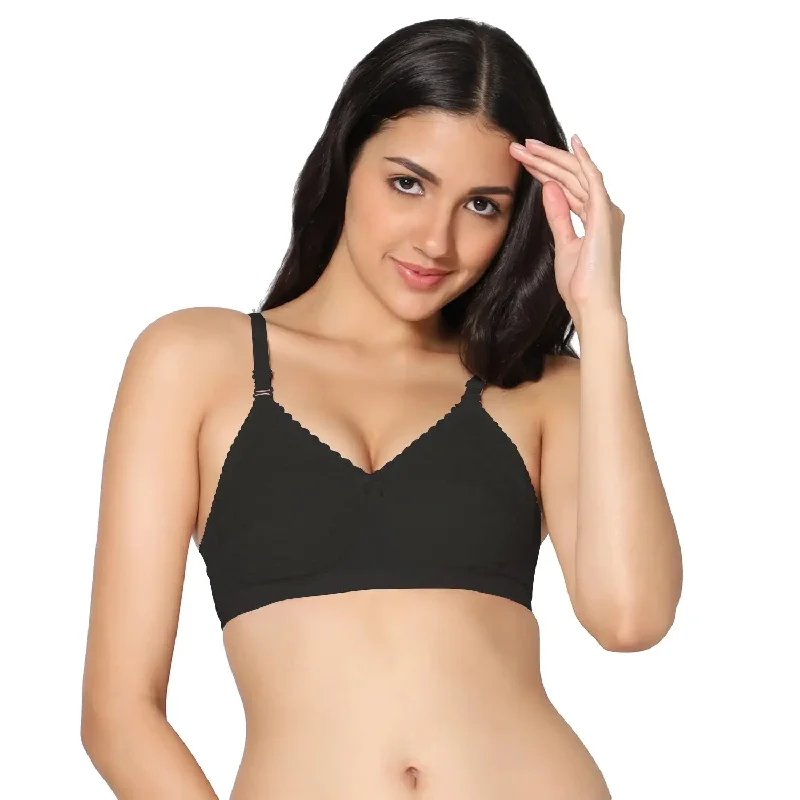 wireless mastectomy bra with soft cupsFull Coverage Non-Padded Black color Pure Cotton Bra (Pack of 1)