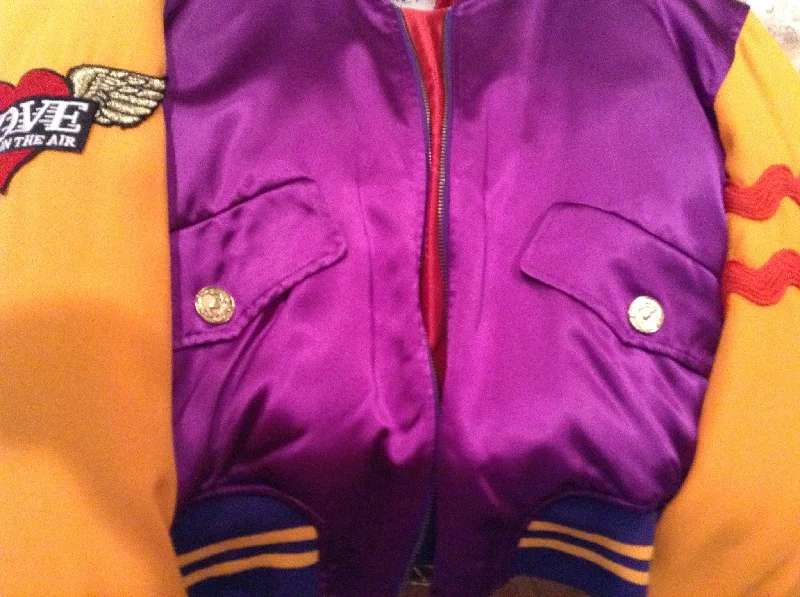 Women's Coats with Fur Trimmed ButtonsCheap and Chic by Moschino - Vintage Purple & Yellow Bomber Jacket - IT 42