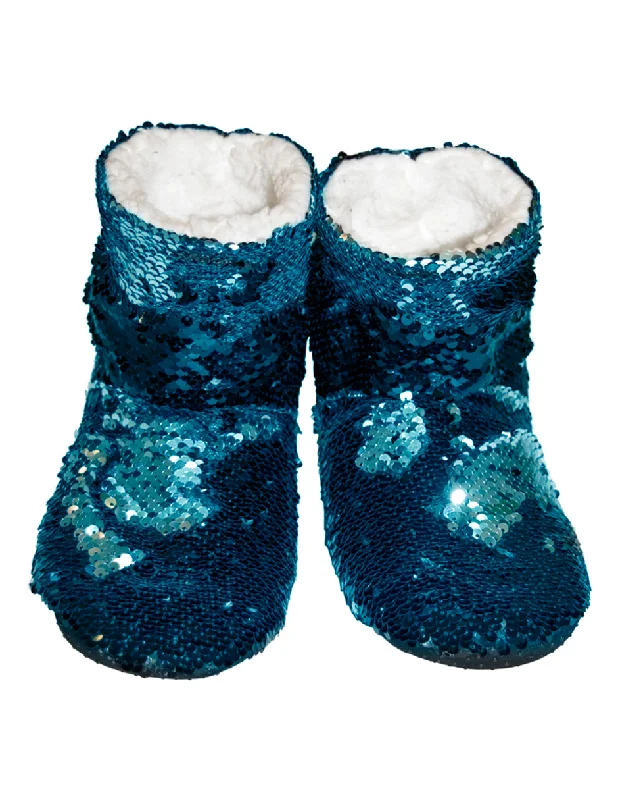 women's pajamas for those who seek cozy, all-night comfortPantufla bota lentejuelas azul