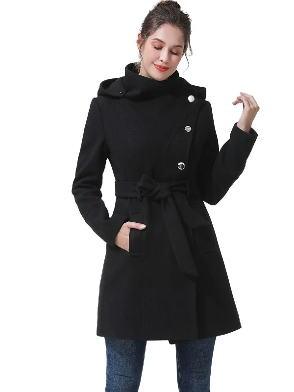 Women's Winter CoatsBGSD Women Bel Hooded Wool Trench Coat