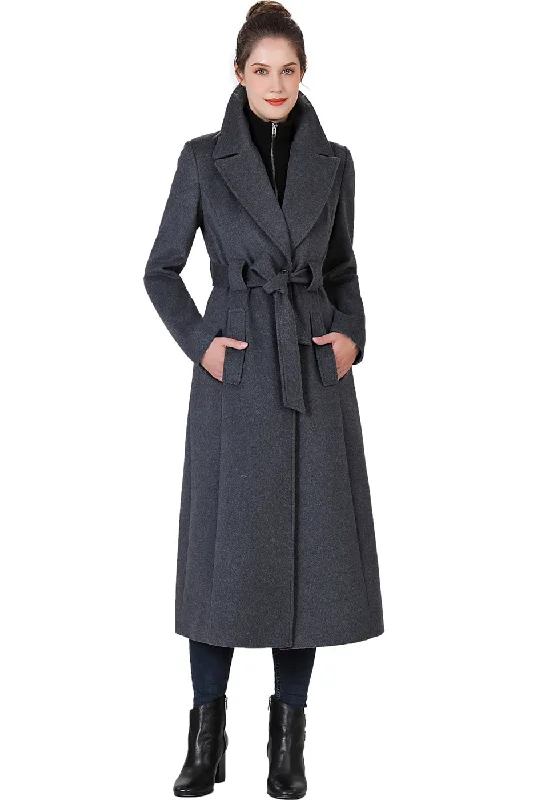 Women's Coats with Fur TrimBGSD Women May Belted Wrap Wool Trench Coat