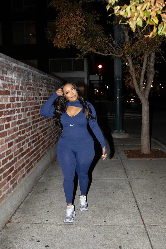 plus-size full-body suit for evening wearDICKIE BLUE BODYSUIT