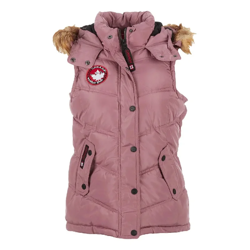 Women's Hooded CoatsCanada Weather Gear Women's Puffer Vest with Faux Fur Trim Hood