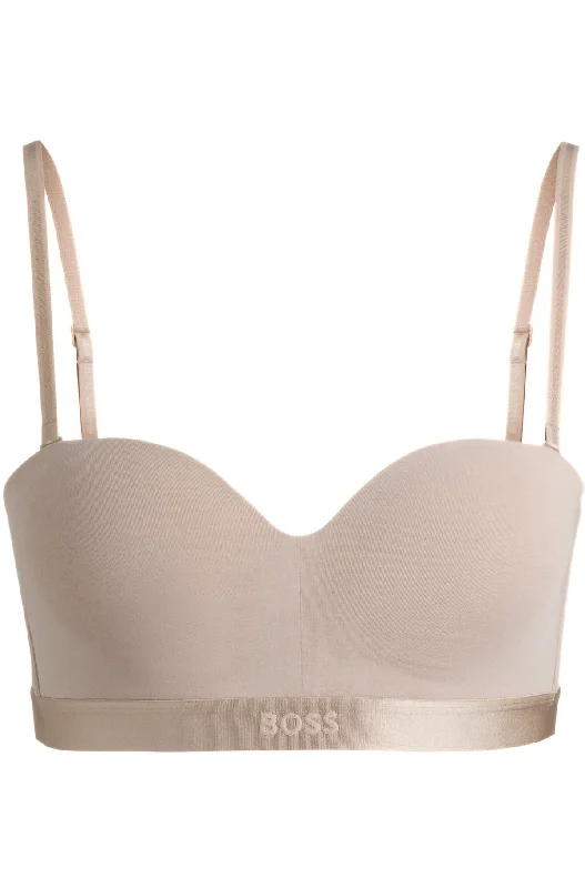 wireless bra with front closure for comfortBOSS Women's Bea Cotton Modal Padded Triangle Bra - Light Biege