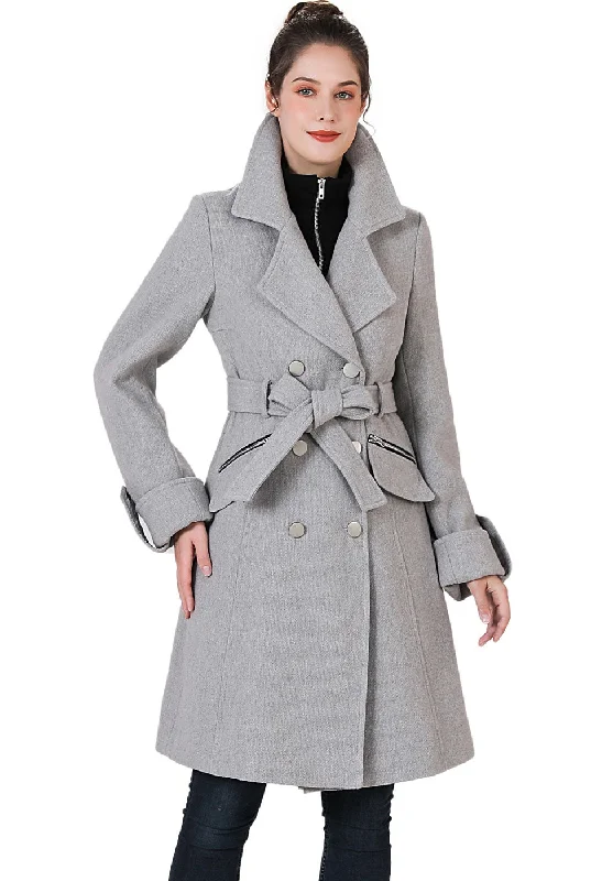 Women's Coats with PocketsBGSD Women Nia Wool Belted Walker Coat with Removable Bib