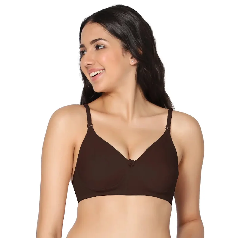 smoothing high-neck braNon padded medium coverage Coffee Color Everyday Bra (Pack of 1)