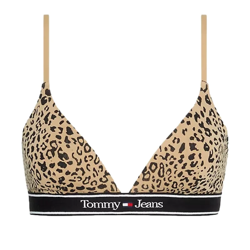 lace appliqué braTommy Hilfiger Women TJ Ess Wb Unlined Triangle Prt (Ext Sizes) - TJ Leopard Aop