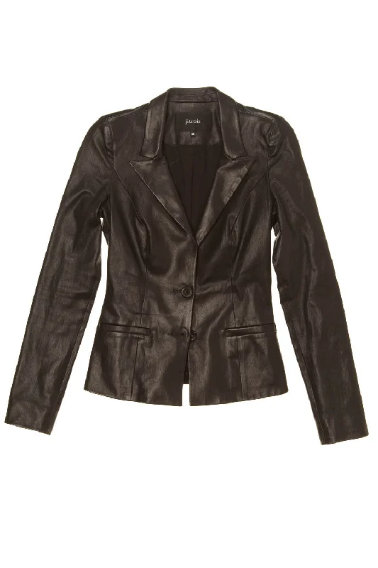 Women's Coats with Fur TrimJitrois - Black Leather Jacket - FR 38