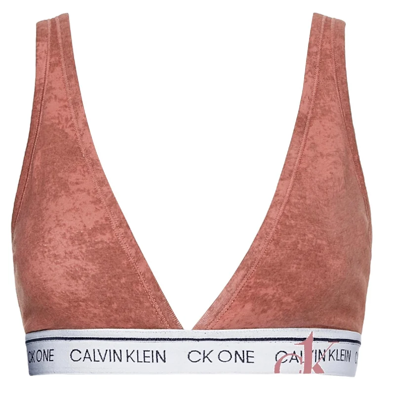 plus-size sports bra with mesh panelsCalvin Klein Ck One Unlined Triangle Bralette - Faded Red Grape