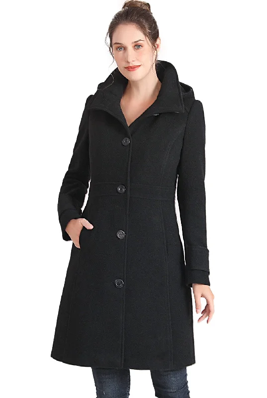 Women's Coats with Fur Trimmed CollarBGSD Women Jem Stand-Collar Wool Coat