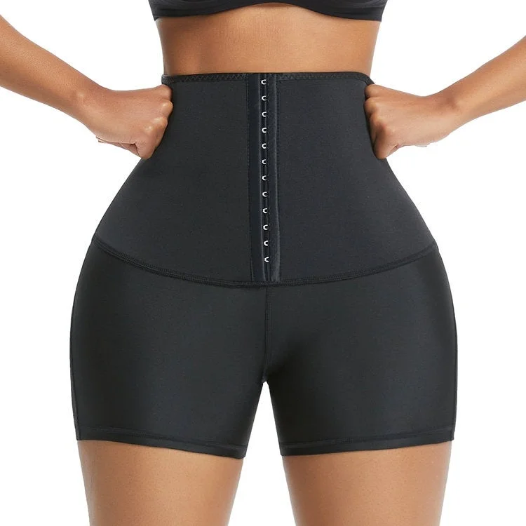 high-waisted shapewear with silicone strips for gripWomen's Yoga Shorts Fitness Workout Elastic Waist Adjustable High Waist Tummy Trimmer Waist Trainer Corset Shorts