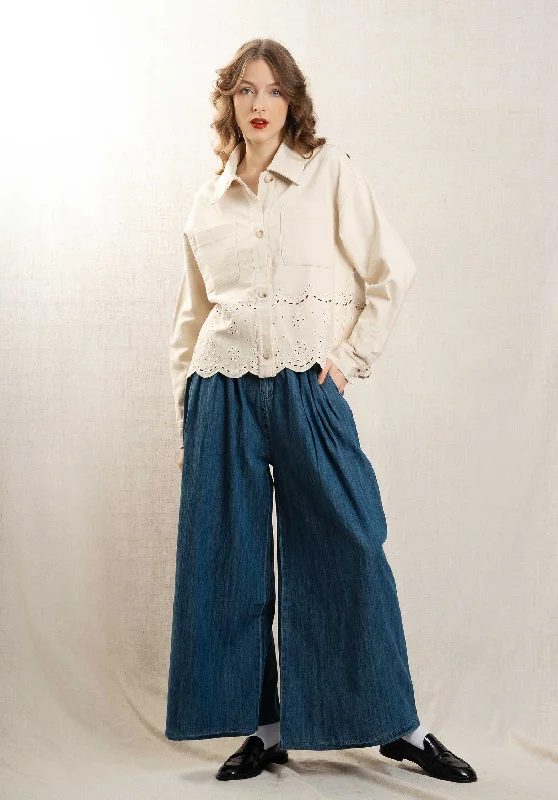 Women's Jodhpurs with Boat CollarJeans 202420 Blue