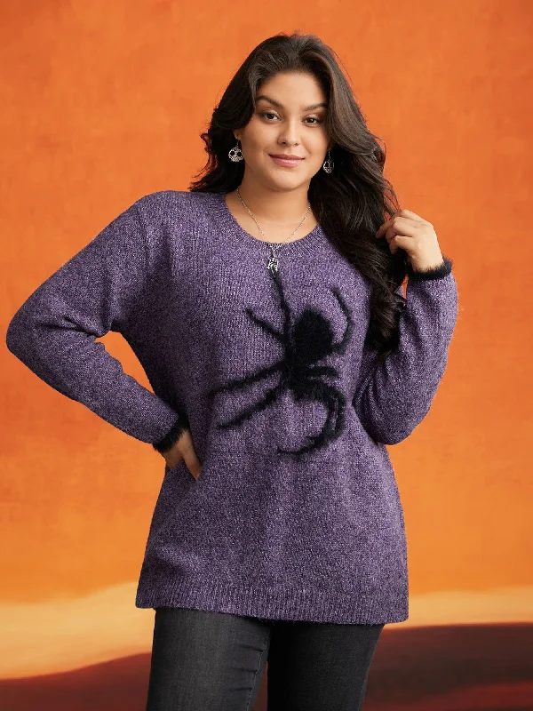 Women's Gathered SweatersSilly Spider Mink Touch Crew Neck Pullover