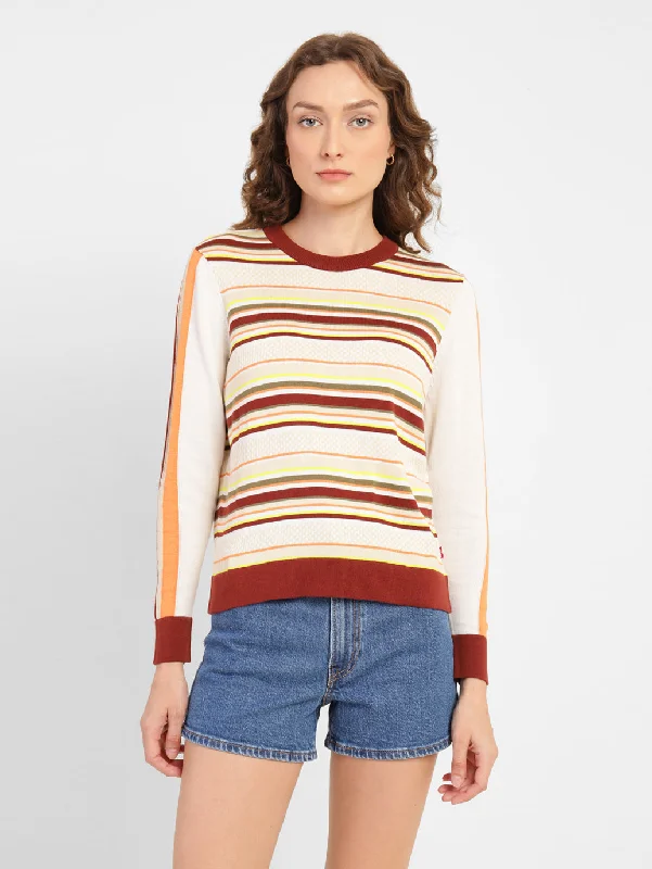 Women's Mandarin Collar SweatersWomen's Striped Round Neck Sweater