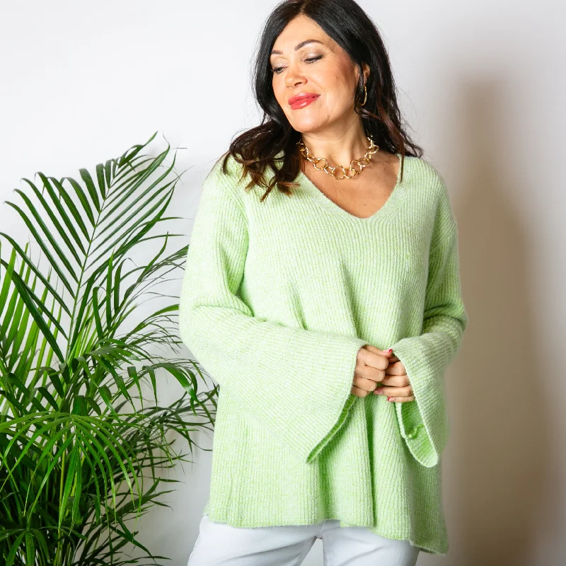 Women's Polyester SweatersV-Neck Flare Jumper