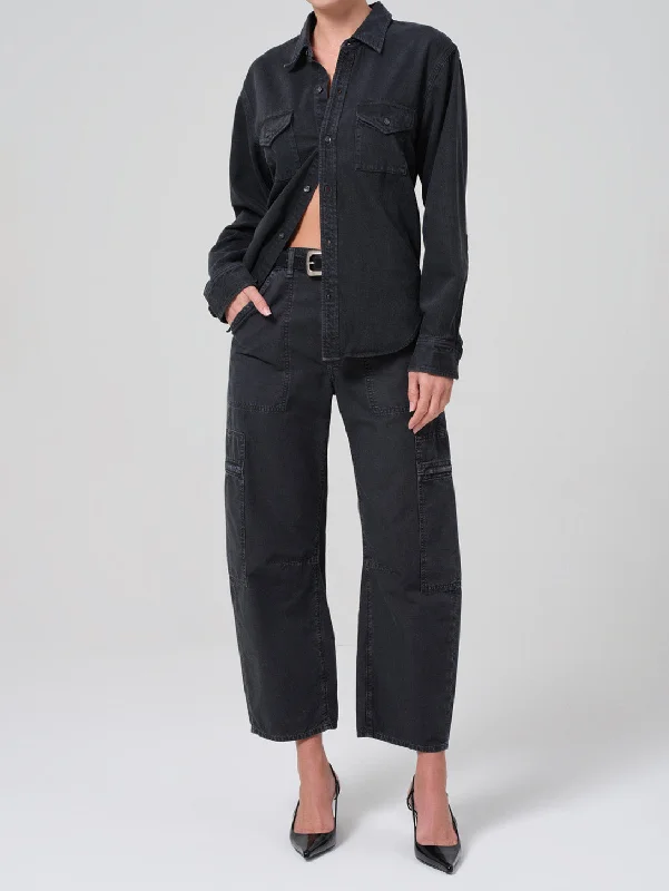 Women's Harem PantsMarcelle Low Slung Cargo Pant - Washed Black