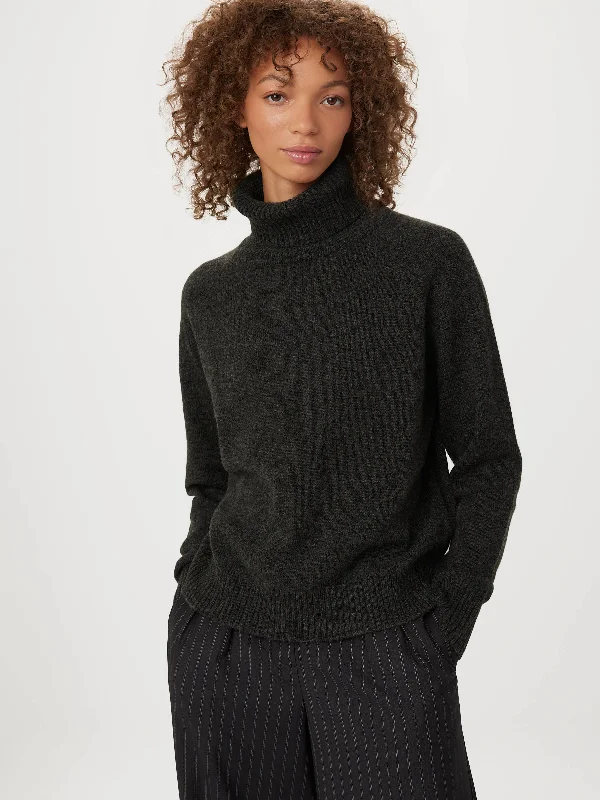 Women's Button-Up CardigansThe Yak Wool Turtleneck in Charcoal Grey