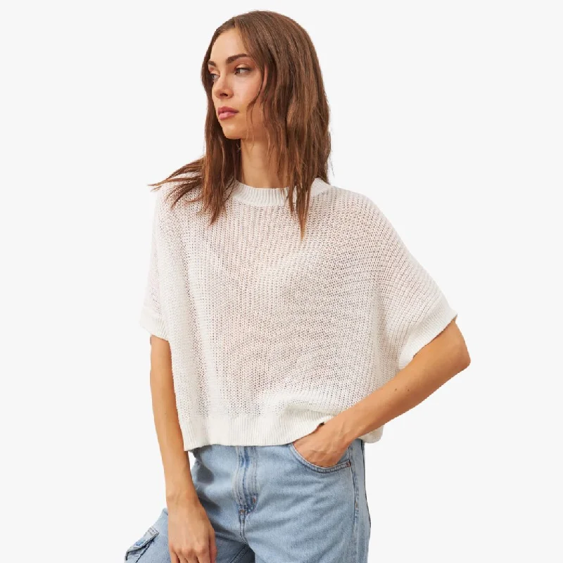 Women's Shawl Collar SweatersEmersyn Short Sleeve Knit Sweater (Perle)