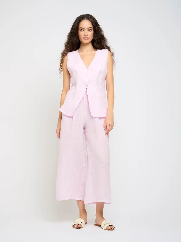 Women's Jodhpurs with High CollarCropped Linen Pant - Lilac