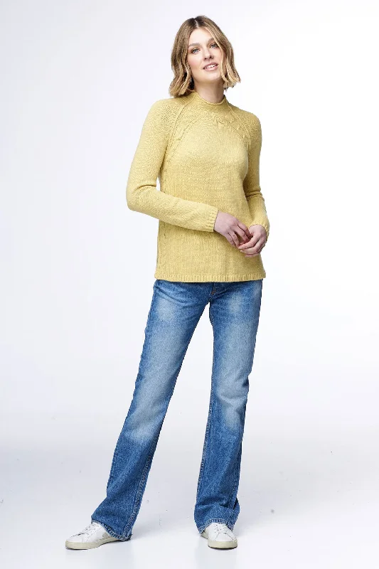 Women's Crew Neck SweatersZaket and Plover - ZP5145 Cable Trim Sweater