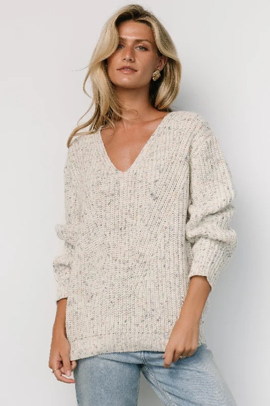 Women's Patterned SweatersRosie Knit Sweater | Ivory + Blue Multi