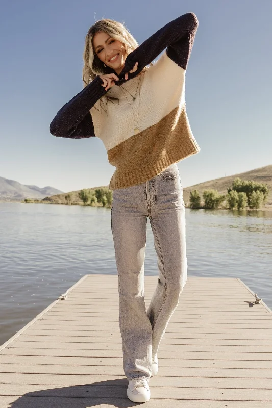 Women's Cashmere SweatersRandi Color Block Sweater | Cream + Navy