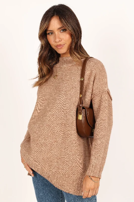 Women's Turtleneck SweatersAlisa Mockneck Knit Sweater - Mocha