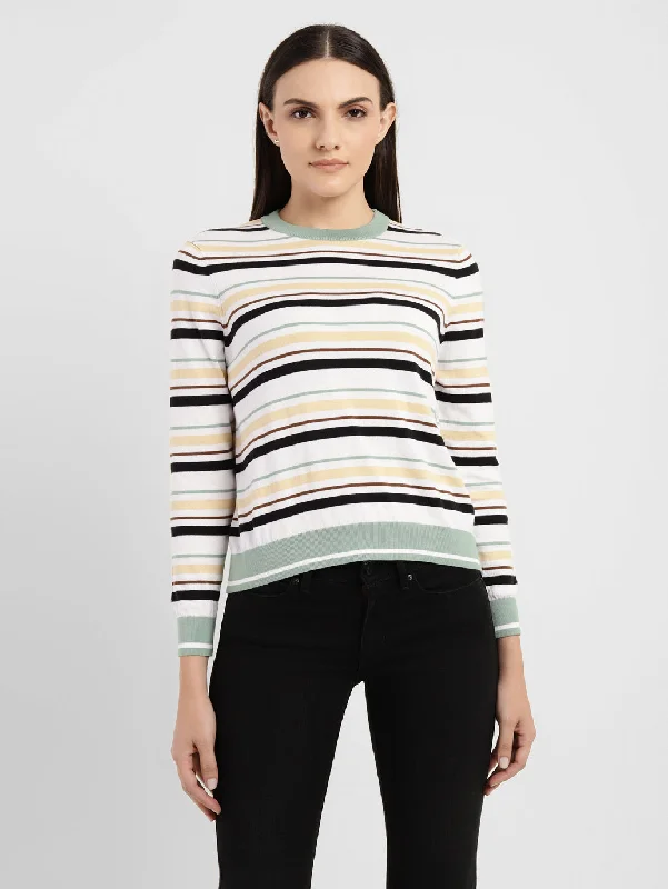 Women's Peter Pan Collar SweatersWomen's Striped Round Neck Sweater