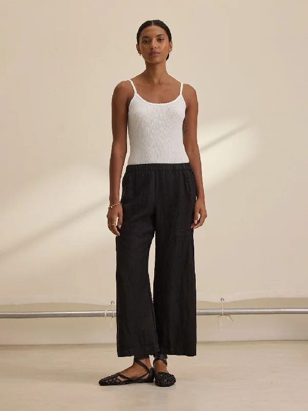 Women's Jodhpurs with Low WaistLola Linen Pant - Black