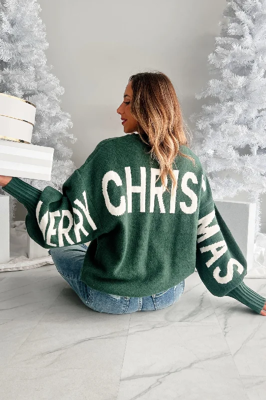 Women's Shawl Collar SweatersFestive Mood Holiday Sweater (Green)