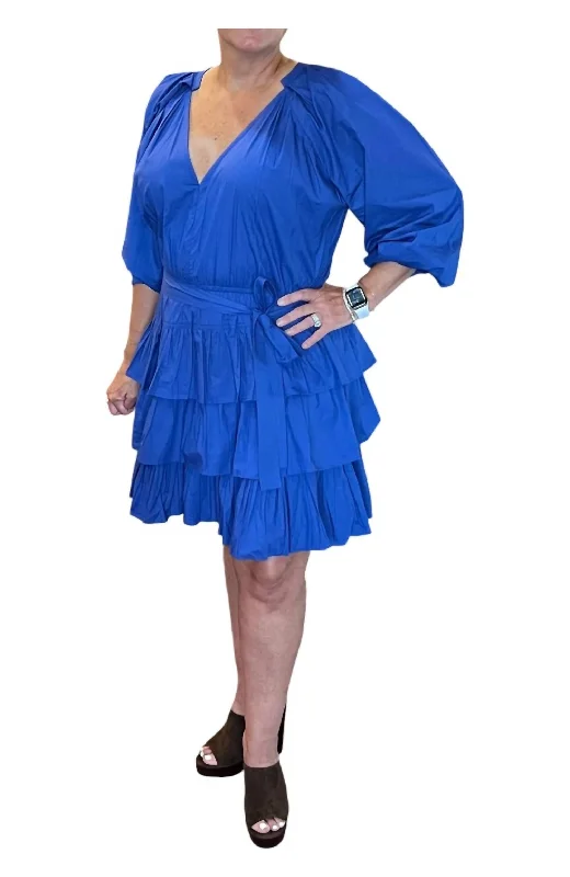 Women's Narrow Collar DressesCaroline Dress In Dazzling Blue