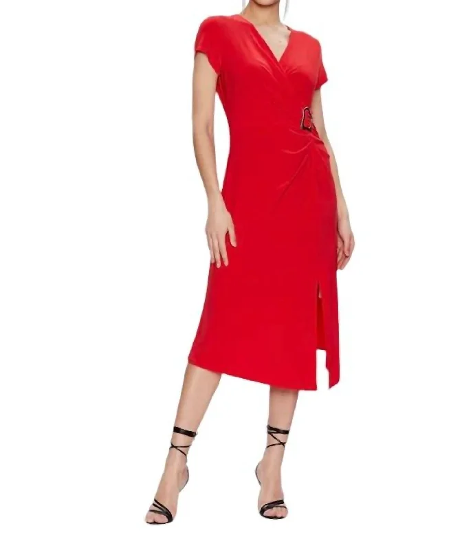 Women's Shirt Collar DressesCocktail Dress In Magma Red