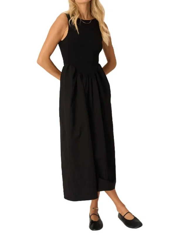 Women's Square Collar DressesCorinne Mixed Tank Dress In Black