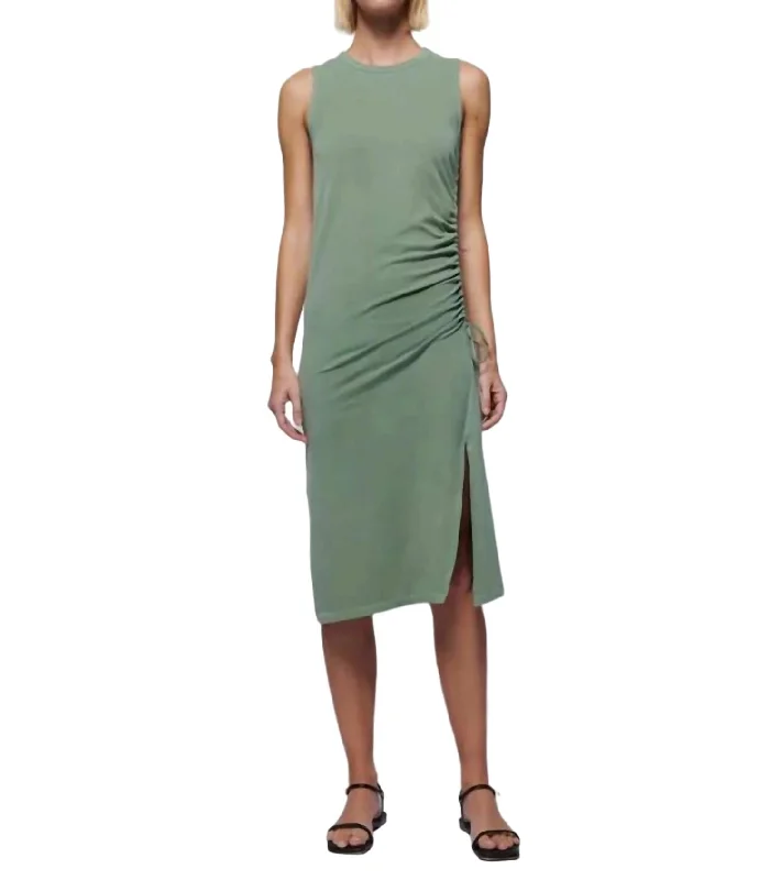 Women's Square Collar DressesIris Crew Neck Ruched Dress In Sea Spray