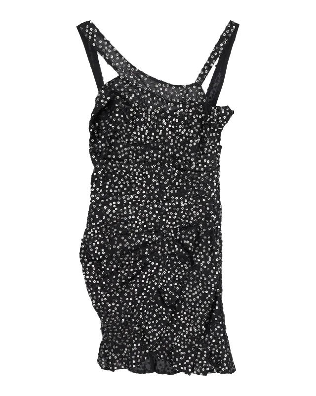 Women's Wide-Neck DressesIsabel Marant Sequin Ruffle One Shoulder Dress in Black Cotton