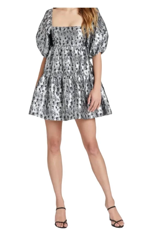 Women's Low Collar DressesMaisie Dress In Brocade Silver