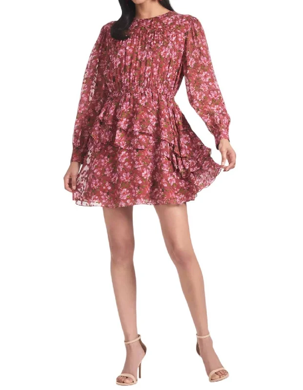 Women's Shirt Collar DressesMeg Dress In Bordeaux Bloom