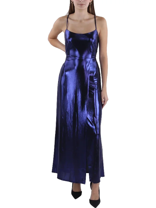 Women's Pleated DressesRonja Womens Metallic Cocktail Slip Dress