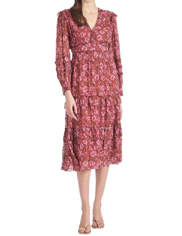 Women's High-Low DressesRonnie Dress In Bordeaux Bloom