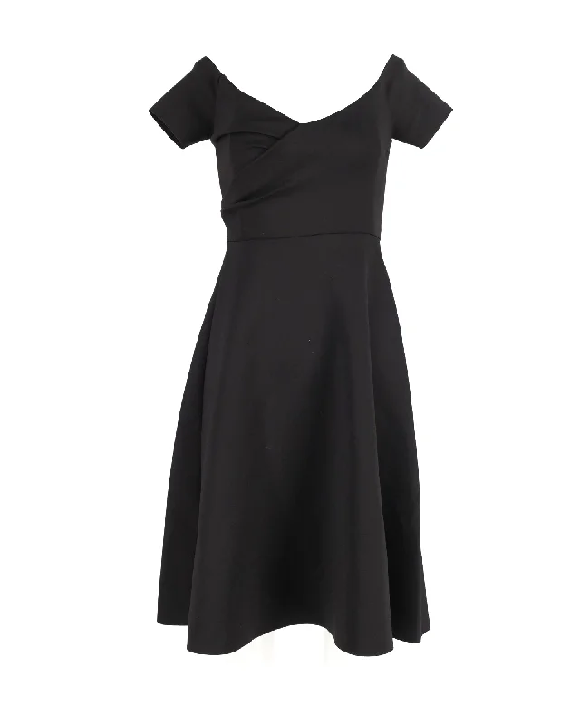 Women's Bodycon DressesSaloni Drop-Shoulder Sleeve Dress in Black Polyester