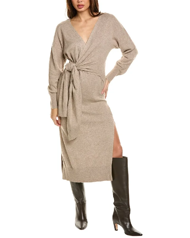 Women's Notched Collar DressesSIMKHAI Skyla Wool-Blend Wrap Dress