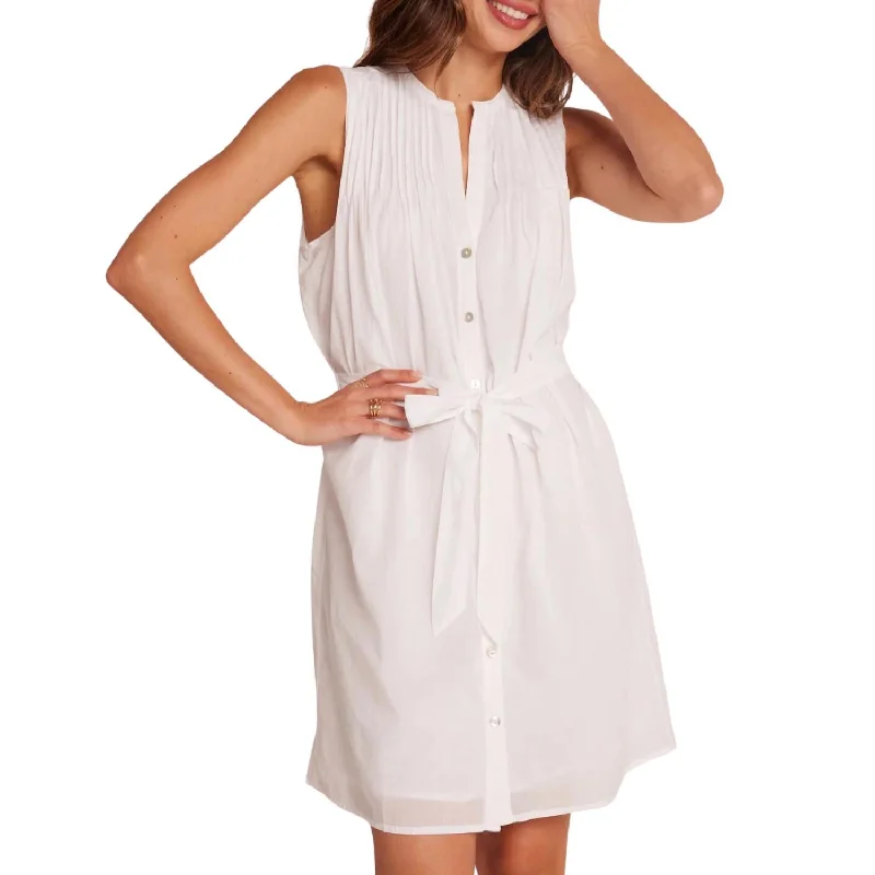 Women's Sheath DressesSleeveless Pintuck Dress In White