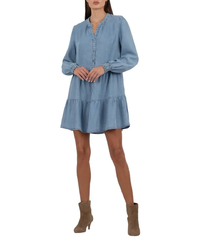 Women's V-Shaped Collar DressesTalullah Tiered Denim Dress