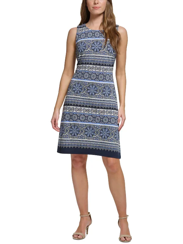 Women's Bell-Sleeve DressesWomens Printed Polyester Sheath Dress