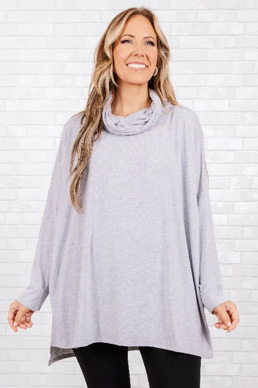 Women's Blouse with V-Shaped CollarCloser To Your Heart Top, Heather Grey