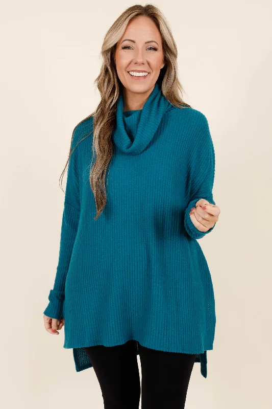 Women's Blouse with Lapel CollarKeep Your Trust Sweater, Teal