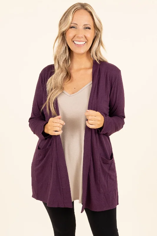 Women's Blouse for OfficeKindness and Compassion Cardigan, Eggplant