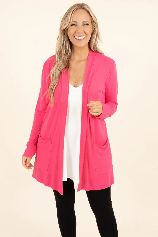 Women's Blouse with U-Shaped CollarKindness and Compassion Cardigan, Fuchsia