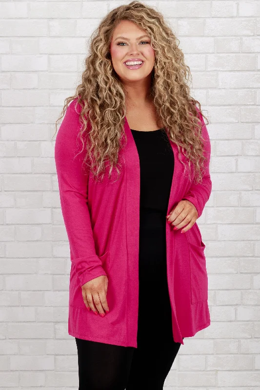 Women's Blouse with Shawl CollarKindness And Compassion Cardigan, Magenta